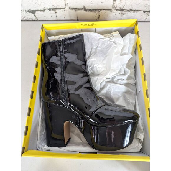 CIRCUS SAM EDELMAN Black Patent "Ilana" Platform Bootie Goth Witchy Retro 8.5 M - Picture 3 of 7